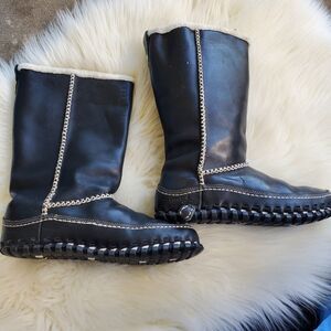 Nike Valenka ACG Puddle Proof Leather Boots Womens Size 7 Faux Fur 324675-001